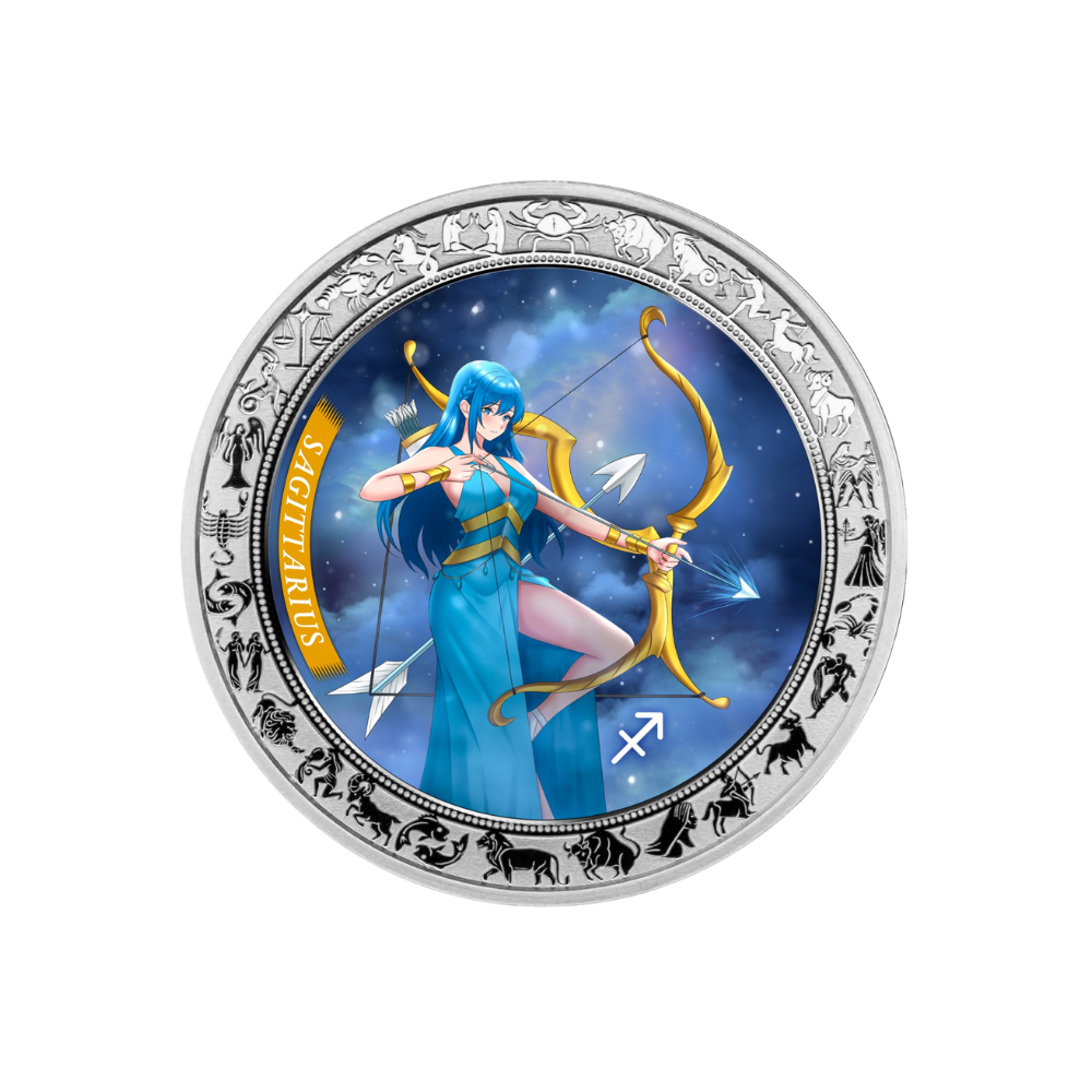 火の鳥 十二星座シリーズ 90T Sagittarius いて座 Type2 Sagittarius Anime Zodiac series 1 Oz Silver Coin 2025 - PopCoins®