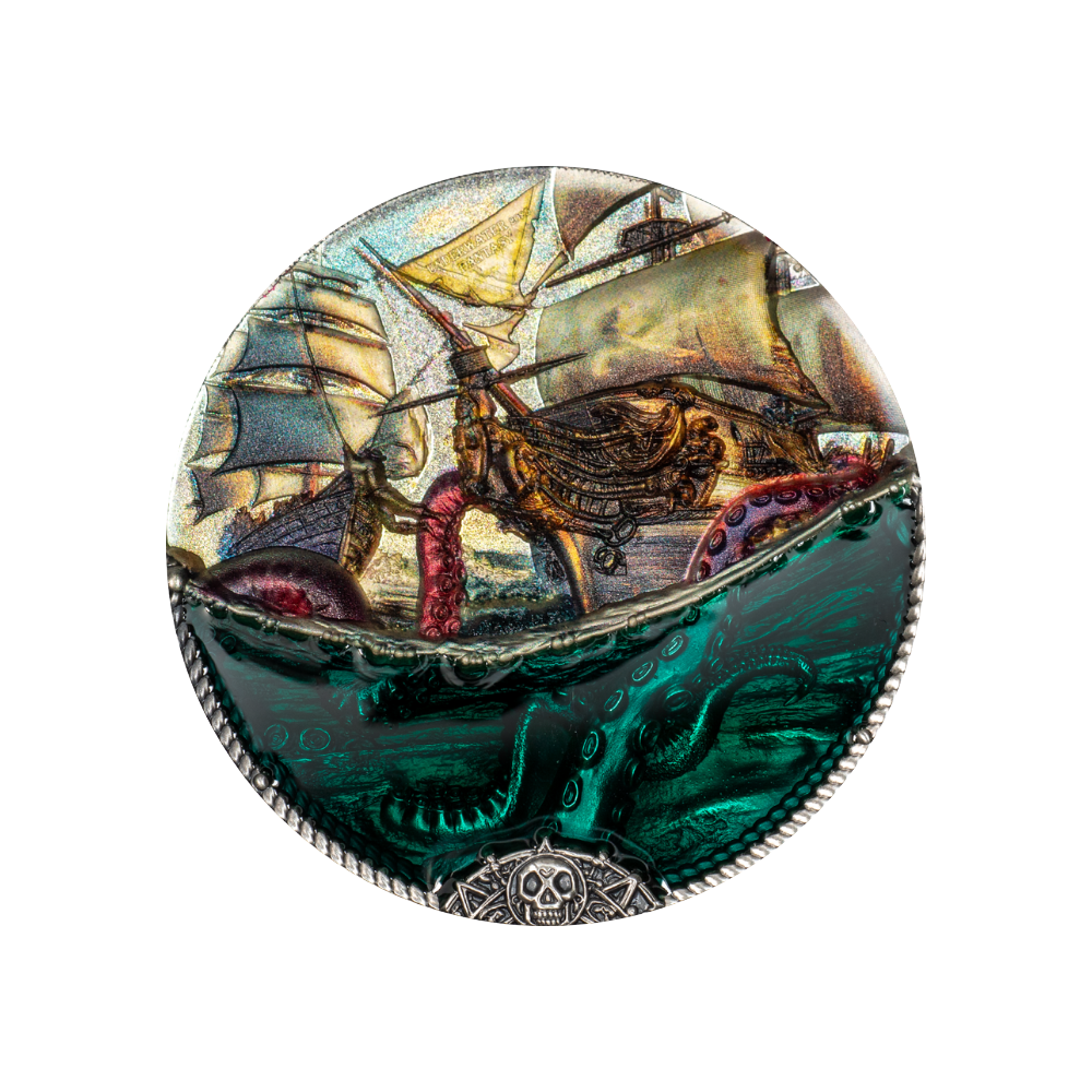 Sea Monster Underwater Fantasy 3 Oz Silver Coin 2025