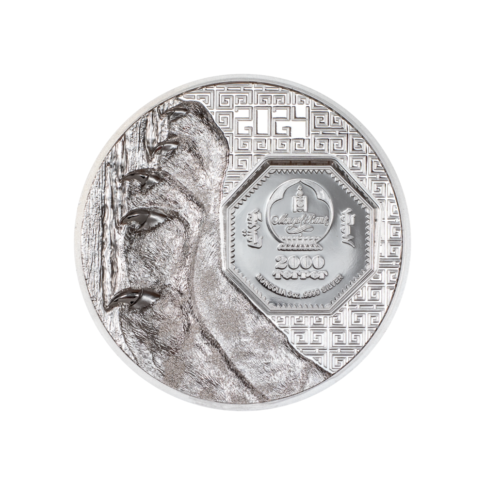 Snow Leopard Wild Mongolia 3 Oz Silver Coin 2024