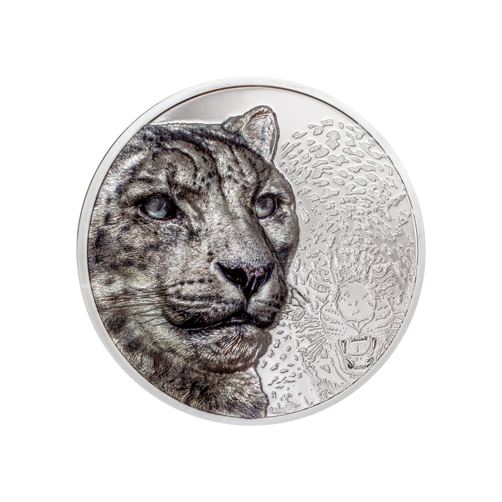 Snow Leopard Wild Mongolia 3 Oz Silver Coin 2024