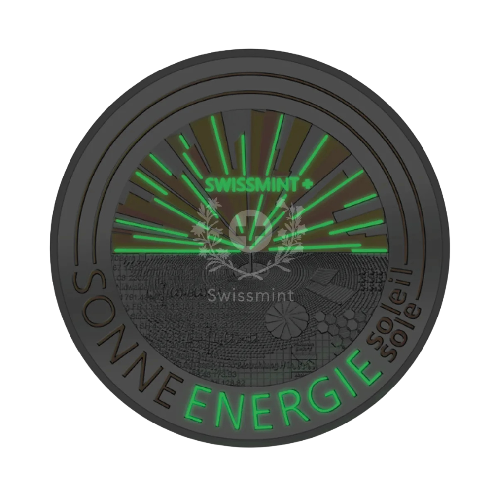 Solarenergie light of tomorrow silver coin Swissmint 2022 reverse bluelight