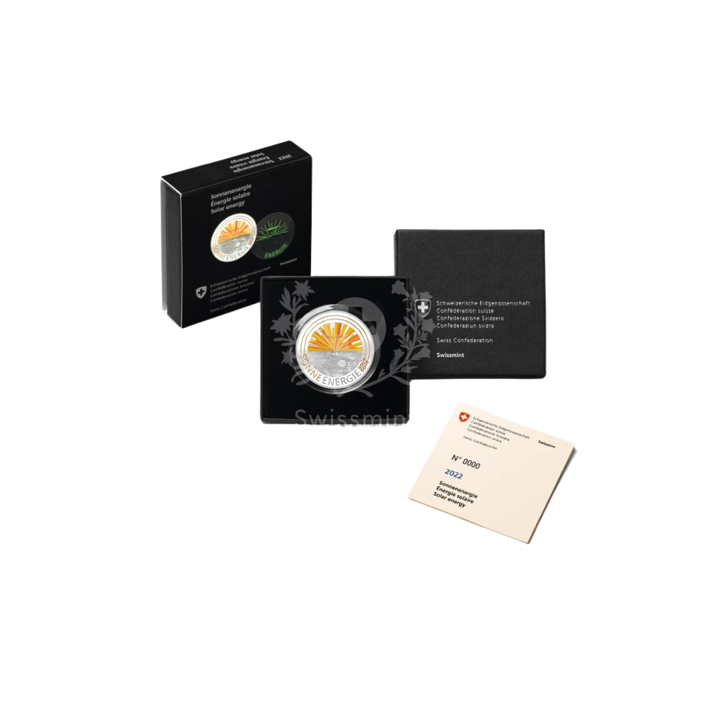 Solarenergie light of tomorrow silver coin Swissmint 2022 reverse packaging