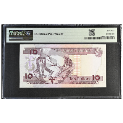 Solomon Islands 10 Dollars ND 1986 Pick 15a Gem UNC 64 EPQ