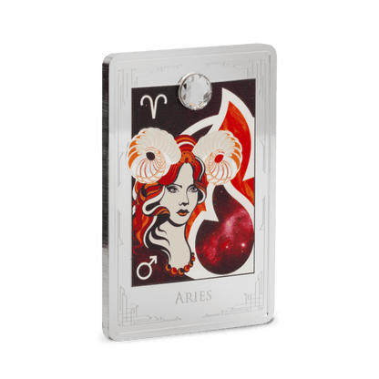 Star Signs of the Zodiac Aries Silver Coin reverse oblique - Agoro New Zealand Mint