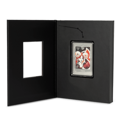 Star Signs of the Zodiac Aries Silver Coin packaging opened - Agoro New Zealand Mint