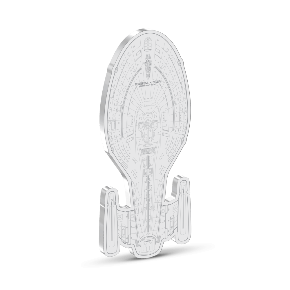 Star Trek Ships – U.S.S. Voyager NCC-74656 Silver Coin reverse oblique - Agoro by New Zealand Mint
