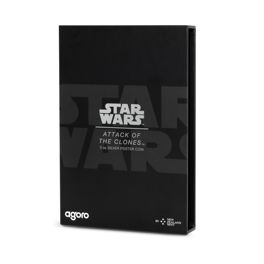 Star Wars™ Attack of the Clones™ Poster Silver Coin Packaging - Agoro New Zealand Mint