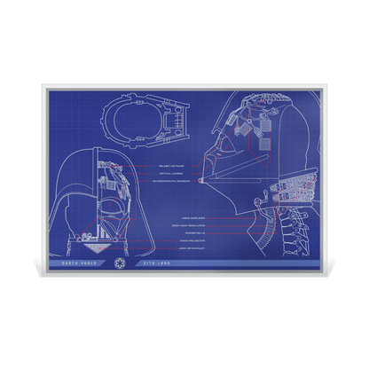 Star Wars™ Darth Vader Helmet™ Blueprint Silver Foil - Agoro by New Zealand Mint Reverse
