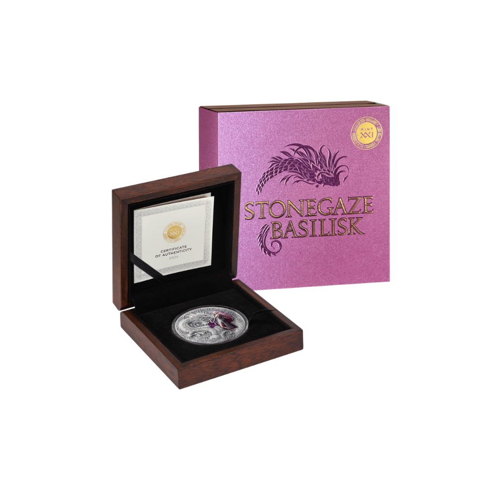 Stonegaze Basilisk Dragonology 2 Oz Silver Coin 2025