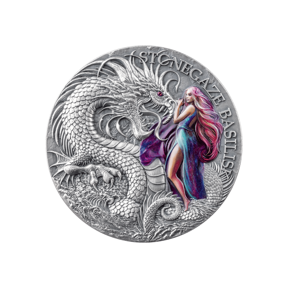 Stonegaze Basilisk Dragonology 2 Oz Silver Coin 2025