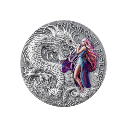 Stonegaze Basilisk Dragonology 2 Oz Silver Coin 2025