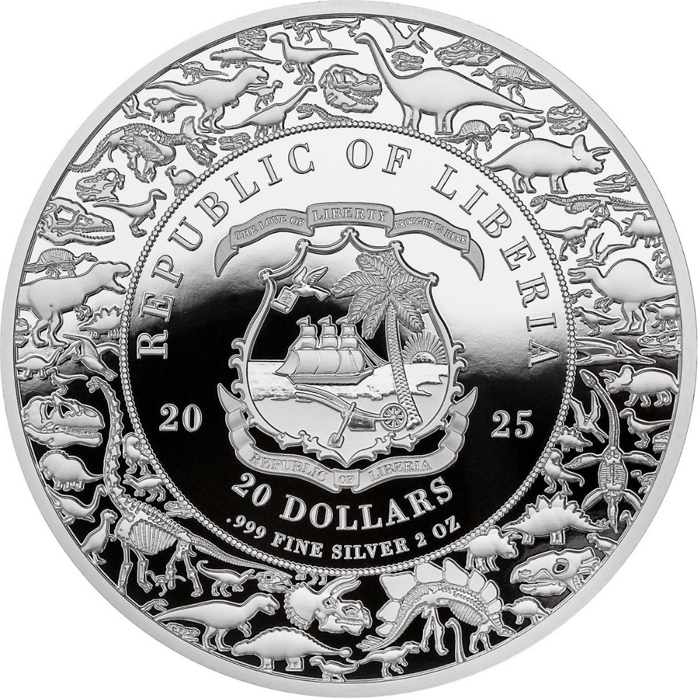 T-Rex Hatchling Jurassic Life 1 Oz Silver Coin 2025