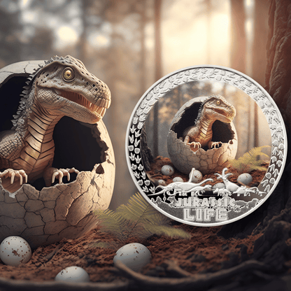 T-Rex Hatchling Jurassic Life 1 Oz Silver Coin 2025