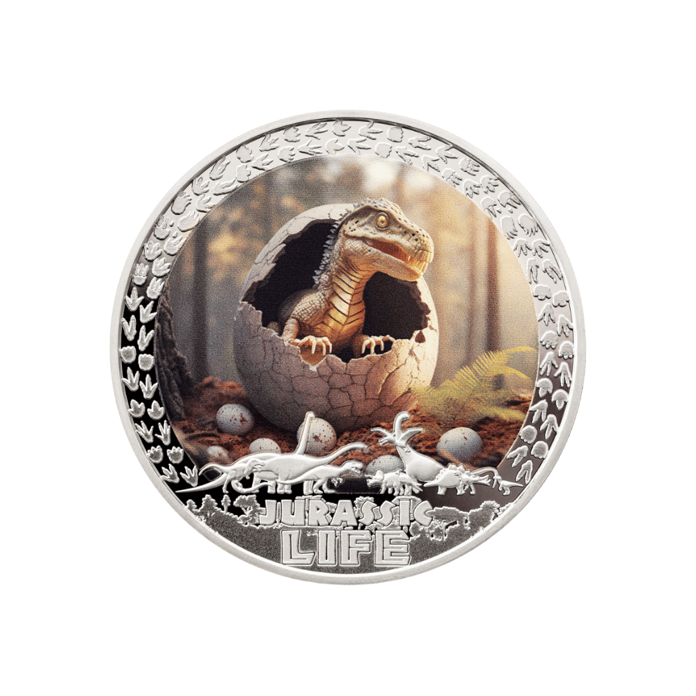 T-Rex Hatchling Jurassic Life 1 Oz Silver Coin 2025