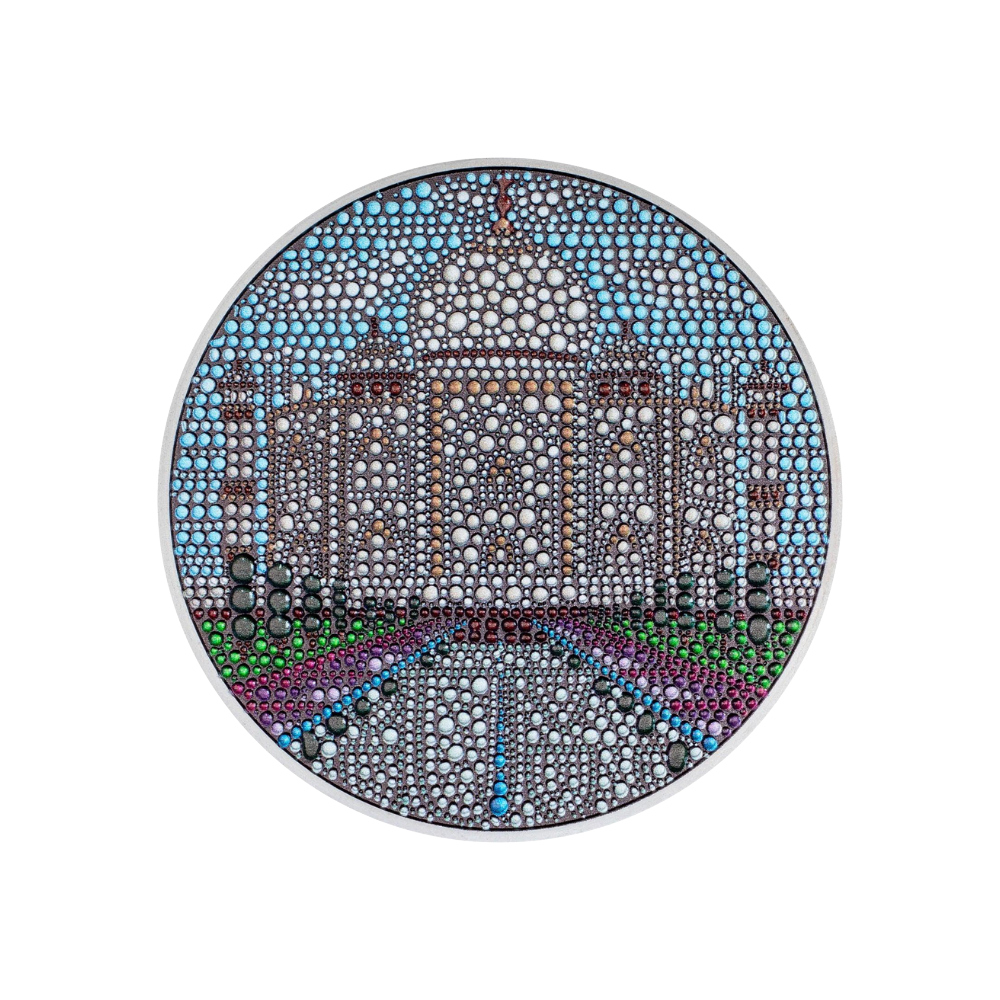 TAJ MAHAL Dot Art 3 Oz Silver Coin $20 Palau 2024