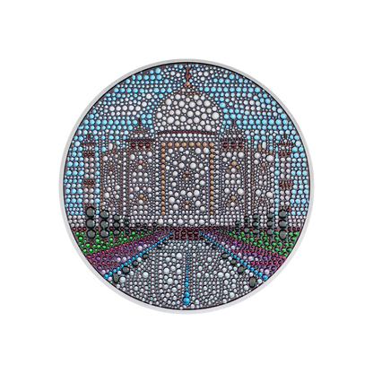 TAJ MAHAL Dot Art 3 Oz Silver Coin $20 Palau 2024