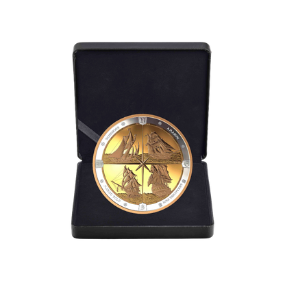 TALL SHIPS Compass Gold Plating 1/2 Kilo Silver Coin $125 Canada 2019