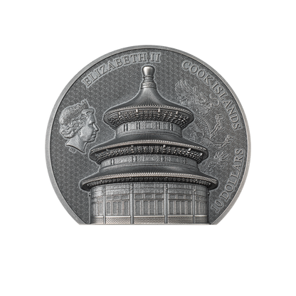 TEMPLE OF HEAVEN Beijing 2 Oz Silver Coin $10 Cook Islands 2023