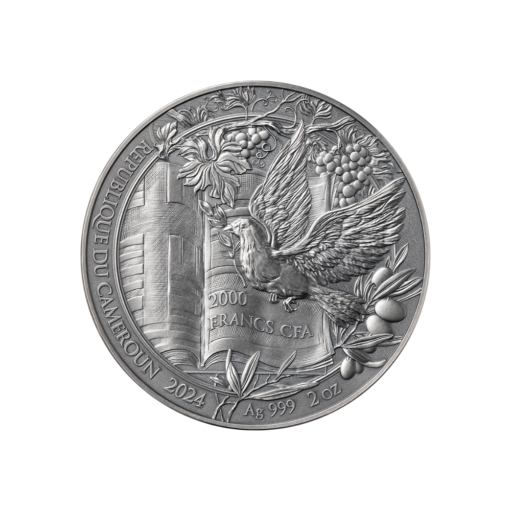 TEN COMMANDMENTS OF MOSES Bible Stories 2 Oz Silver Coin 2000 Francs Cameroon 2024
