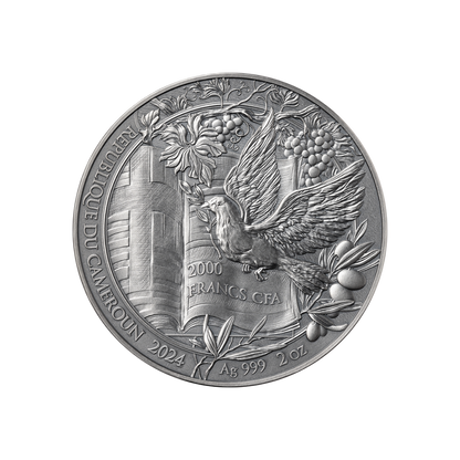 TEN COMMANDMENTS OF MOSES Bible Stories 2 Oz Silver Coin 2000 Francs Cameroon 2024