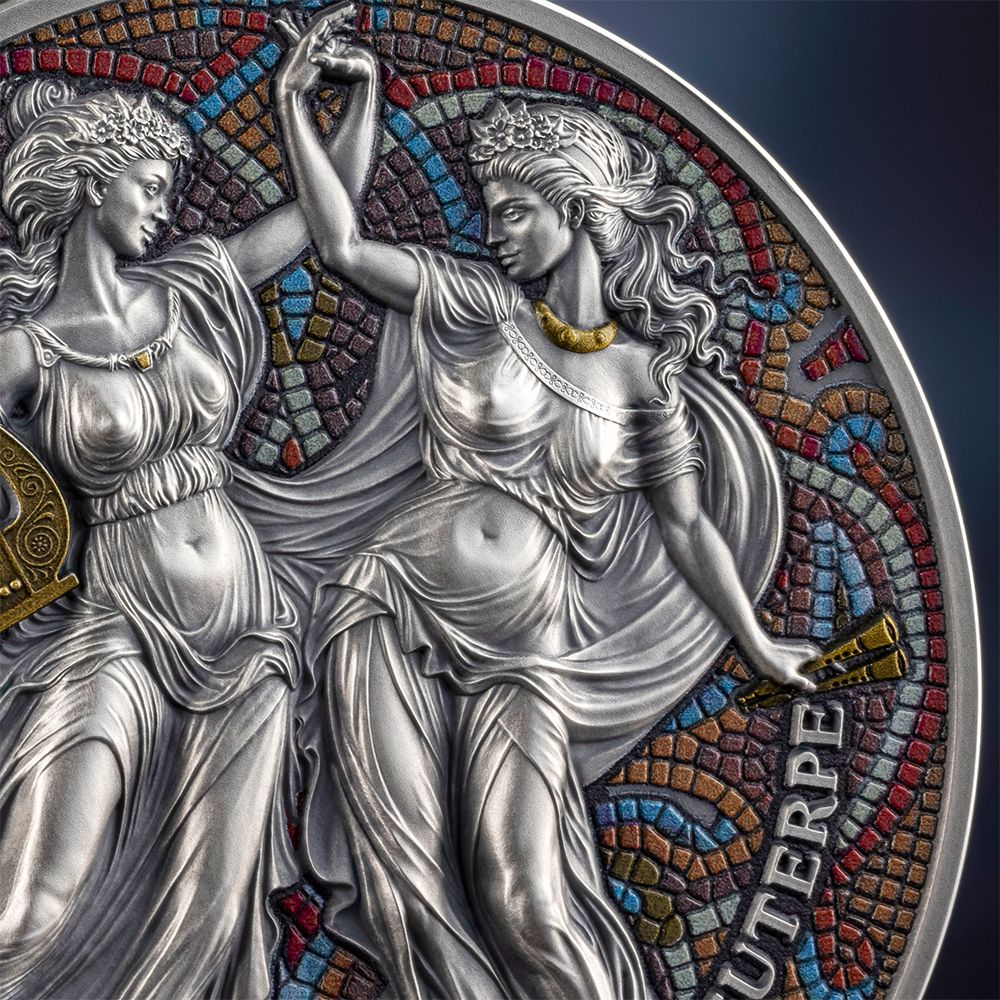TERPSICHORE AND EUTERPE The Nine Muses 2 Oz Silver Coin 2000 Francs Cameroon 2025