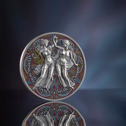 TERPSICHORE AND EUTERPE The Nine Muses 2 Oz Silver Coin 2000 Francs Cameroon 2025