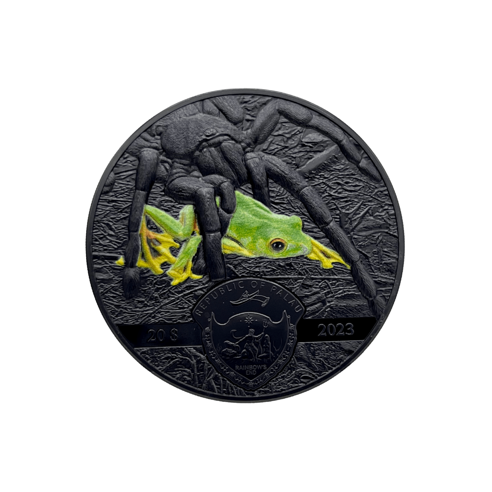 THAI BLACK TARANTULA Dark Nature 3 Oz Silver Coin $20 Palau 2023