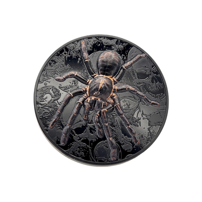THAI BLACK TARANTULA Dark Nature 3 Oz Silver Coin $20 Palau 2023