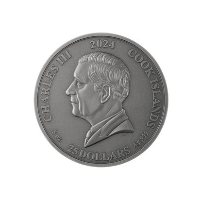 THE AESIR Norse Gods Gold Plating 5 Oz Silver Coin $25 Cook Islands 2024