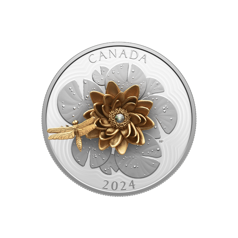 THE DRAGONFLY AND THE BLOOM 5 Oz Silver Coin $50 Canada 2024