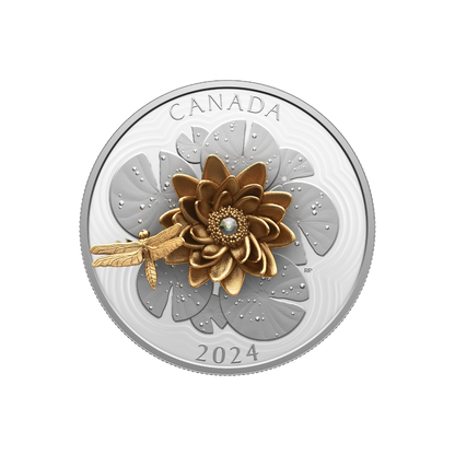 THE DRAGONFLY AND THE BLOOM 5 Oz Silver Coin $50 Canada 2024