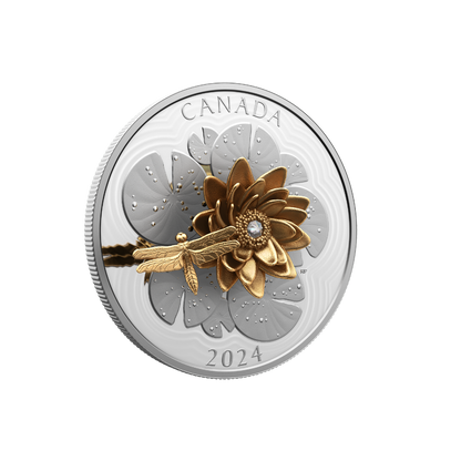 THE DRAGONFLY AND THE BLOOM 5 Oz Silver Coin $50 Canada 2024