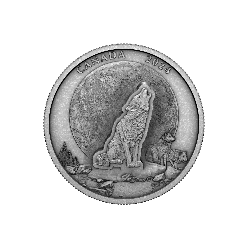 THE HOWLING WOLF 2 Oz Pure Silver Coin $30 Canada 2024
