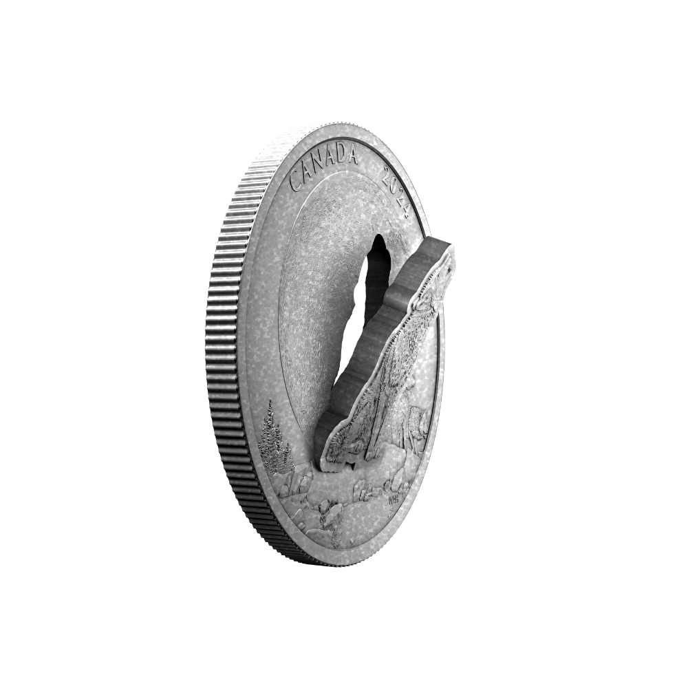 THE HOWLING WOLF 2 Oz Pure Silver Coin $30 Canada 2024