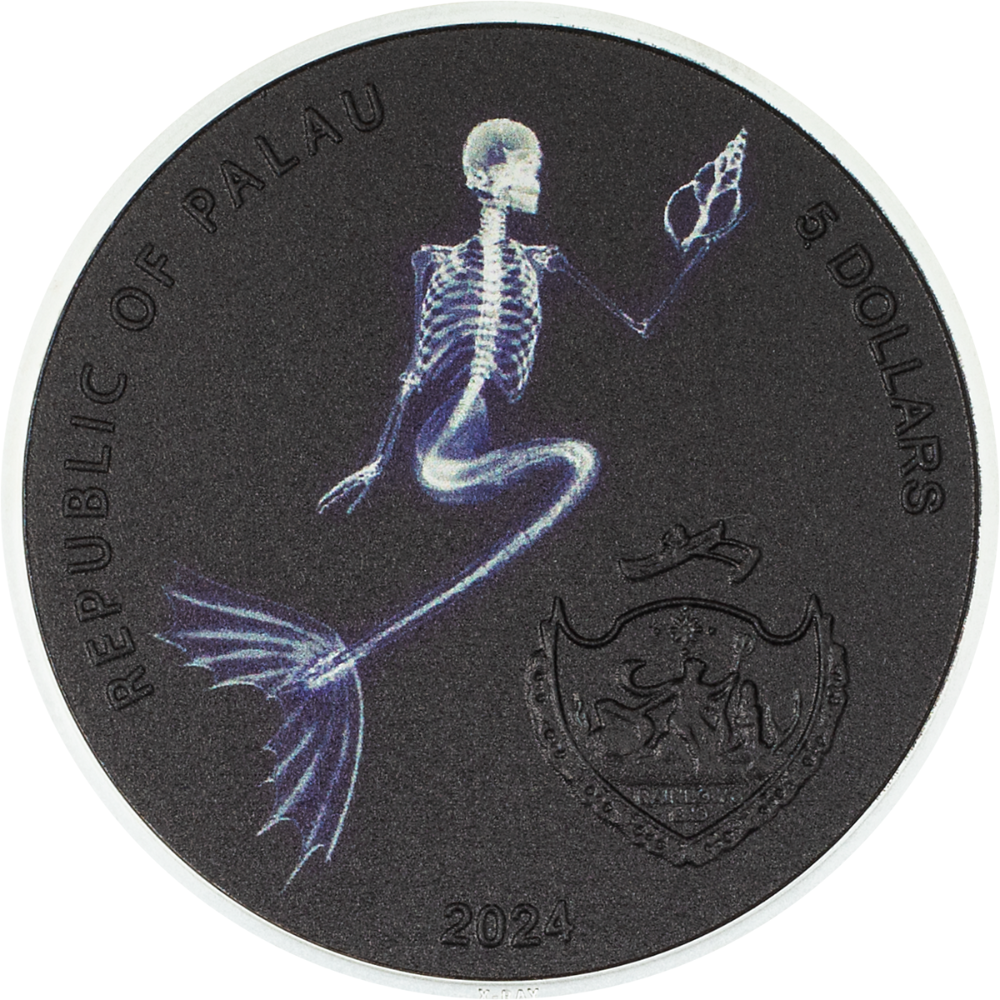 THE LAST MERMAID X Ray 1 Oz Silver Coin $5 Cook Islands 2024