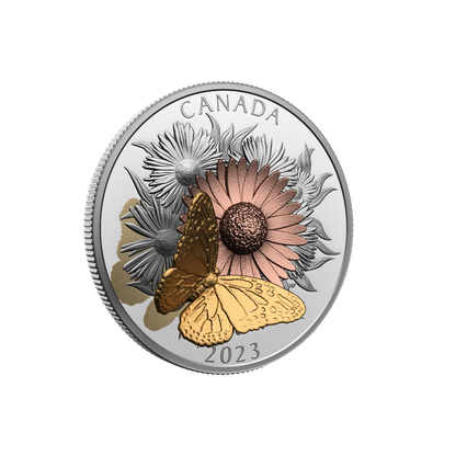 THE MONARCH AND THE BLOOM 5 Oz Silver Coin $50 Canada 2023
