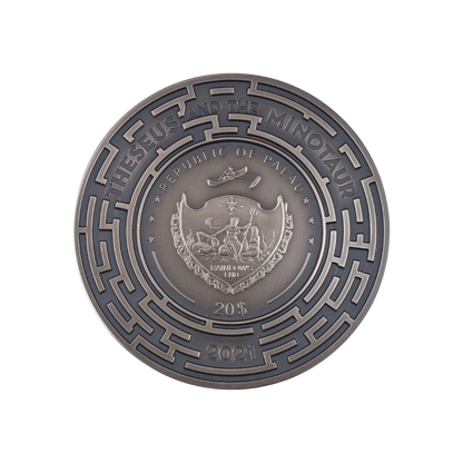 THESEUS AND THE MINOTAUR Evil Within 3 Oz Silver Coin $20 Palau 2021