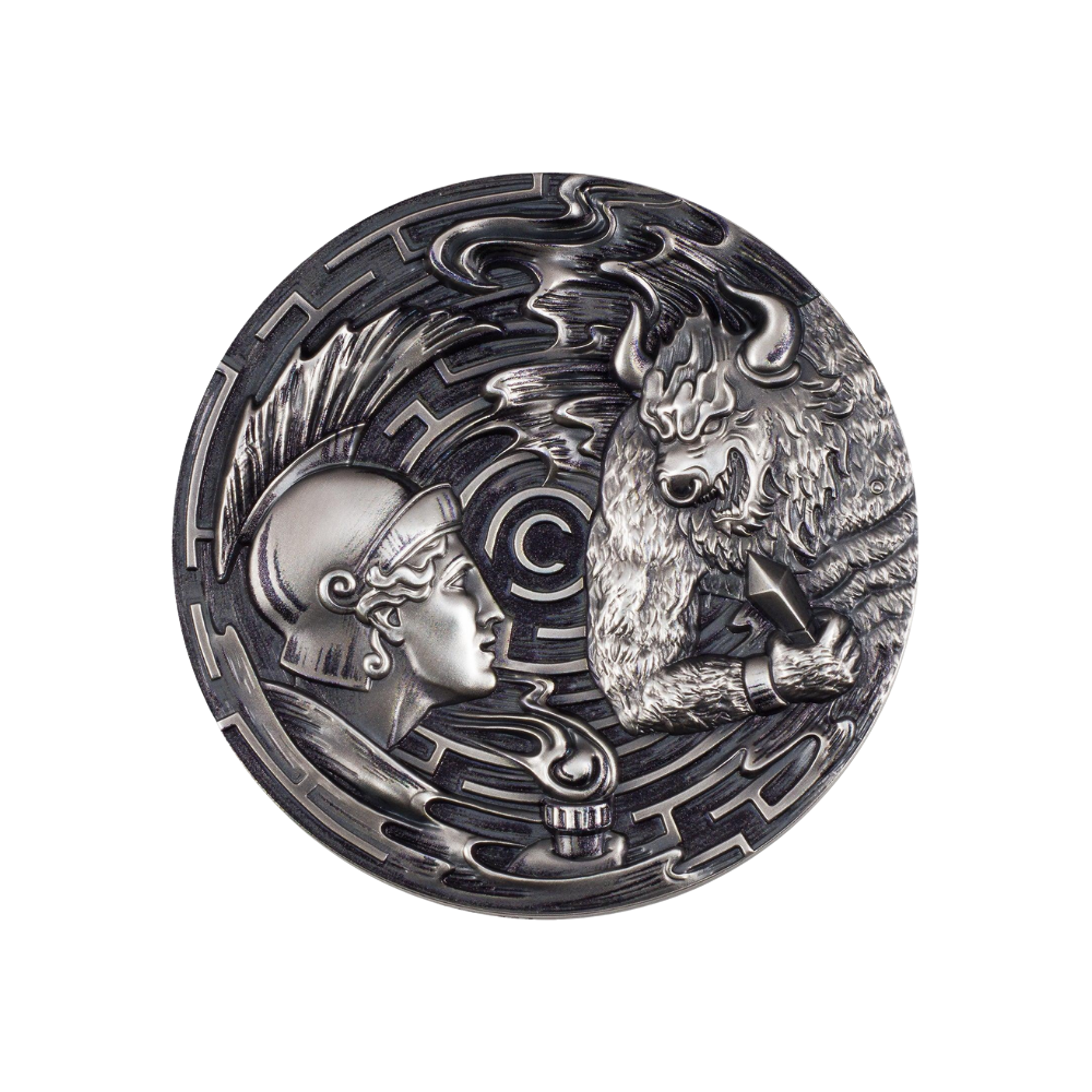 THESEUS AND THE MINOTAUR Evil Within 3 Oz Silver Coin $20 Palau 2021