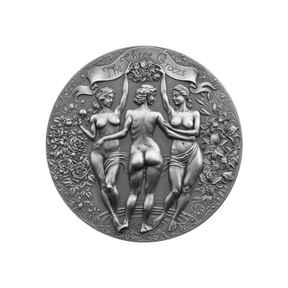 THREE GRACES Celestial Beauty 2 Oz Silver Coin 2000 Francs Cameroon 2020