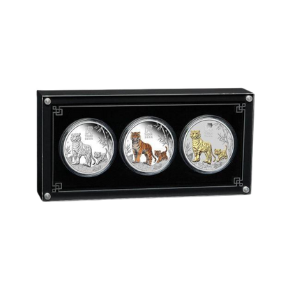 TIGER Lunar Year Series III Set 3x1 Oz Silver Coins $1 Australia 2022