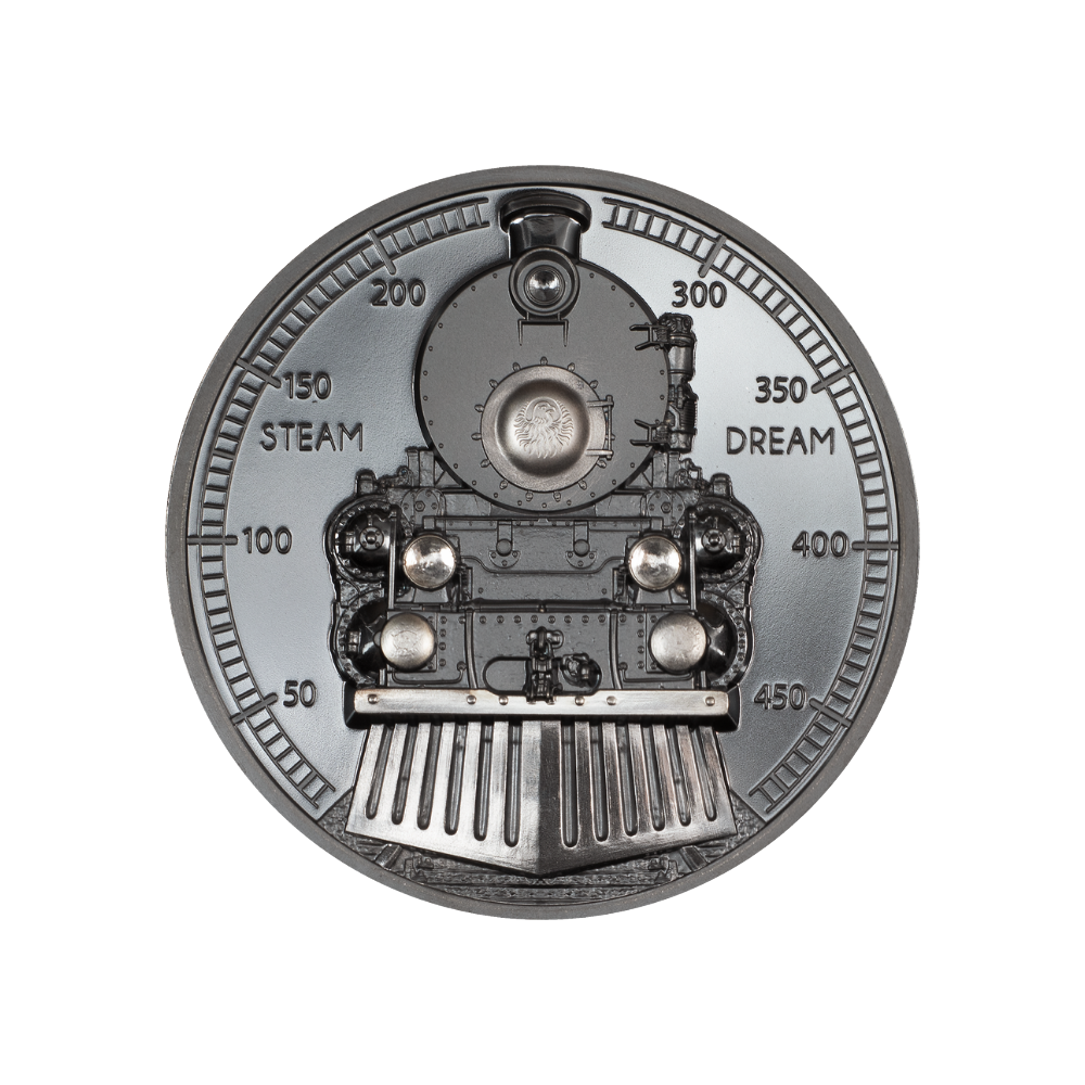 TRAIN Steam Dream 2 Oz Silver Coin $10 Cook Islands 2023