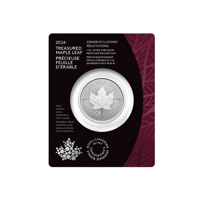 TREASURED SILVER MAPLE LEAF FIRST STRIKES Congratulations Privy Mark (Premium Bullion)