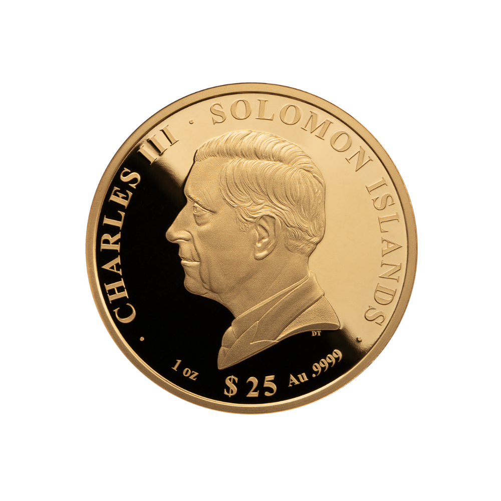 TROPHY UEFA Euro Cup 1 Oz Gold Coin $25 Solomon Islands 2024