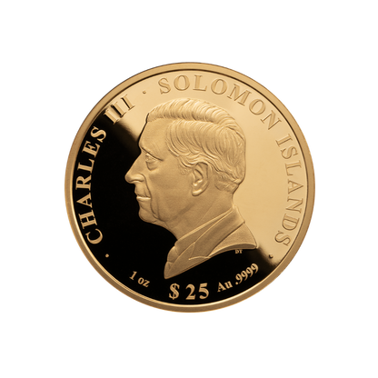 TROPHY UEFA Euro Cup 1 Oz Gold Coin $25 Solomon Islands 2024