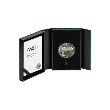 TYRANNOSAURUS REX Lost World Colored 2 Oz Silver Coin 2000 Francs Cameroon 2024