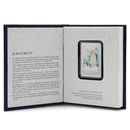 Tarot Cards Judgement Silver Collectible Coin 2025 packaging opened - Agoro New Zealand Mint