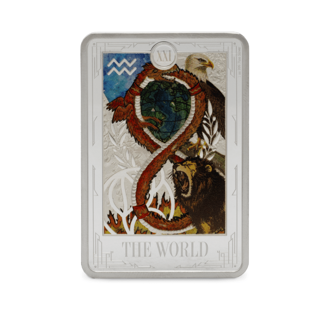 Tarot Cards The World Silver Coin reverse - Agoro New Zealand Mint