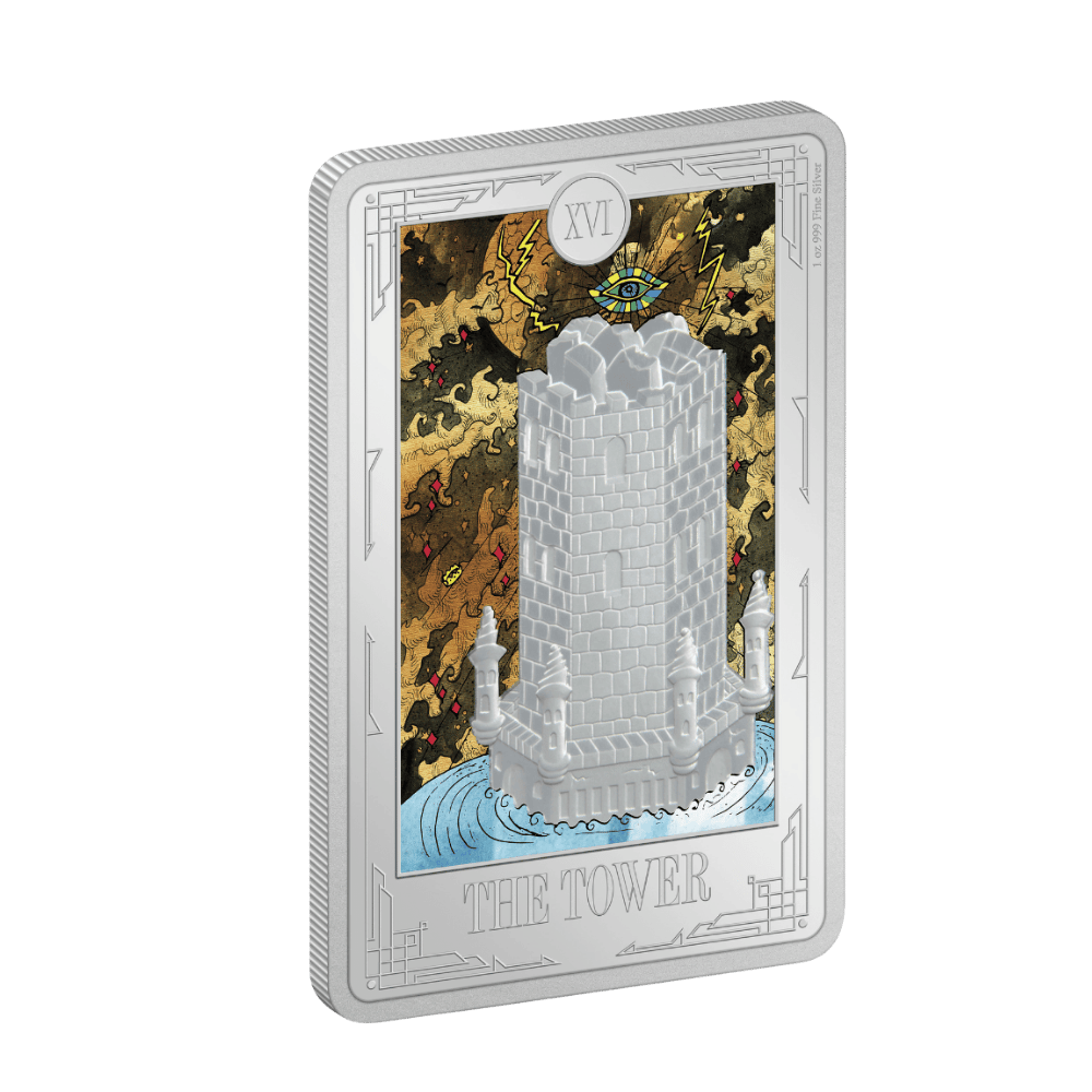 Tarot Cards The Tower 1 Oz Silver Coin - PARTHAVA COIN