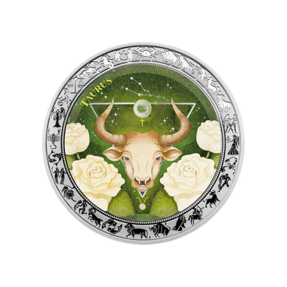 Taurus Aquarelle Zodiac series 1 Oz Silver Coin 2026 PopCoins