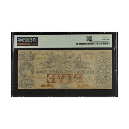 Tennessee $5 1854 Farmers & Merchants Bank of Memphis PMG 64 Choice UNC
